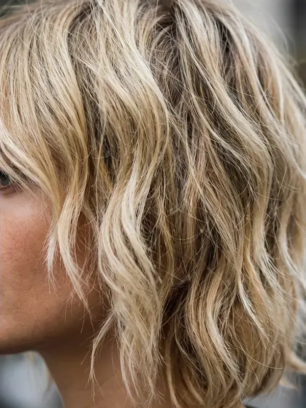 Blonde Wellen Texture Detail - Wildwuchs Friseur Linz Lookbook
