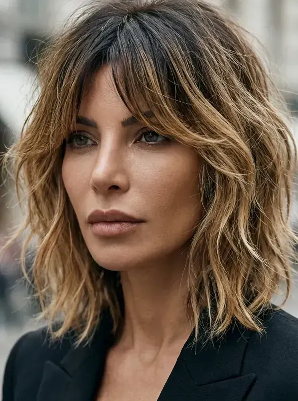 Bob mit Pony und welligem Balayage - Wildwuchs Friseur Linz Lookbook