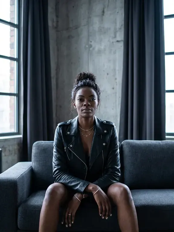 Editorial Portrait mit Lederjacke - Wildwuchs Friseur Linz Lookbook